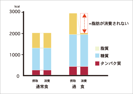 通常食と過食の違いの図