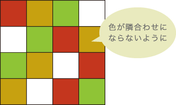 色が隣り合わせにならないように